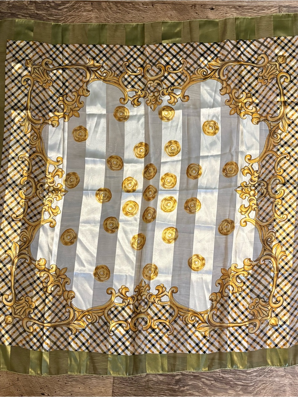 Luxury Gold, Green, & White Square Scarf/Wrap 39x39